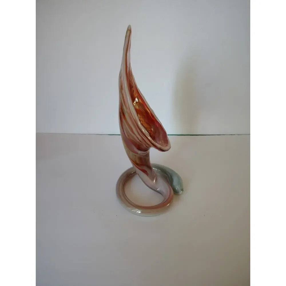 Spiro Jack in the Pulpit Trumpet Vase Calla Lily Vintage MCM Orange Coil Swirl